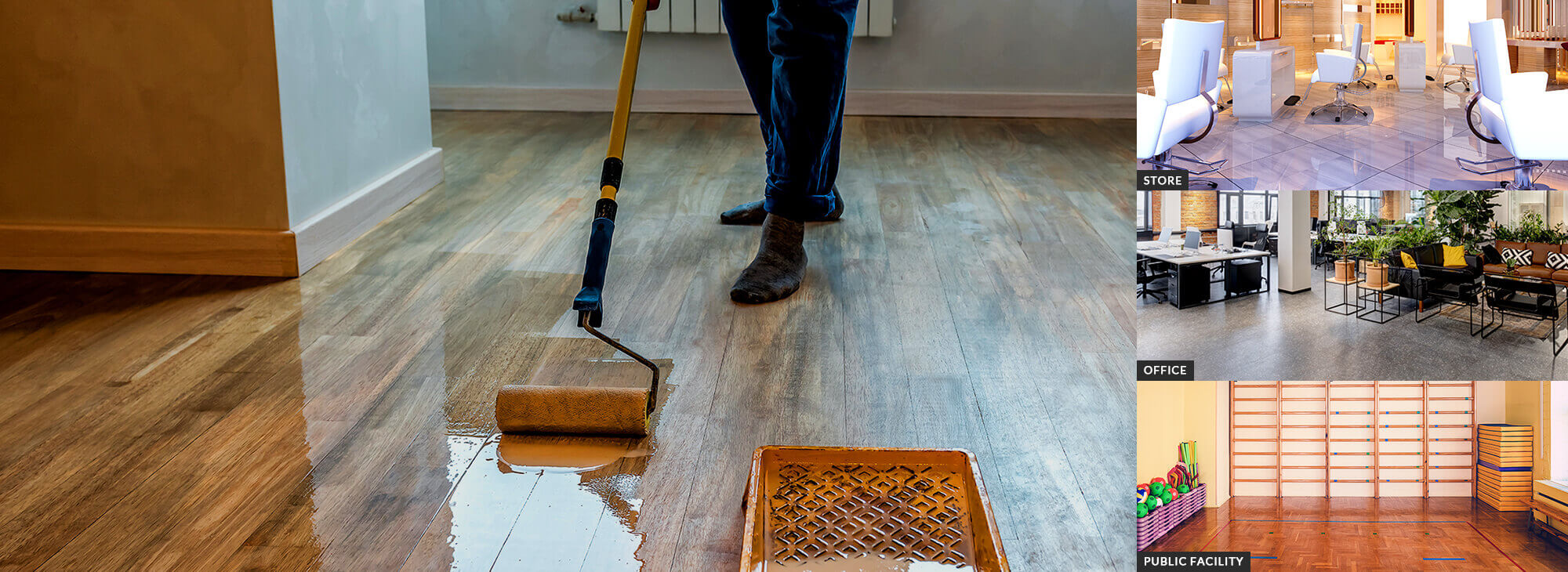 傷ついたフロアが、プロの施工で見違えるほどに。